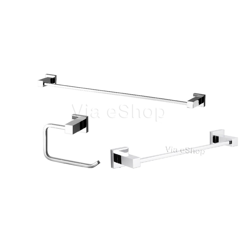 3 Acessorios Banheiro Toalheiros 65cm+Toalheiro 30cm+Papeleira -Metal Inox cromado banheiro completo