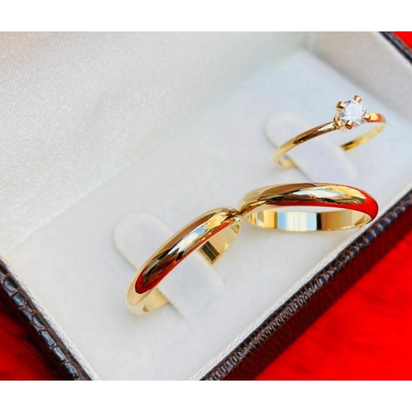 Par Alianças Ouro 18k Banhada Casamento Tungstênio 4mm + Anel solitário