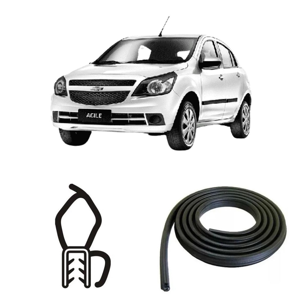 BORRACHA DO PORTA MALAS PRETA COM ABA CHEVROLET AGILE 09/14 em Oferta na Shopee