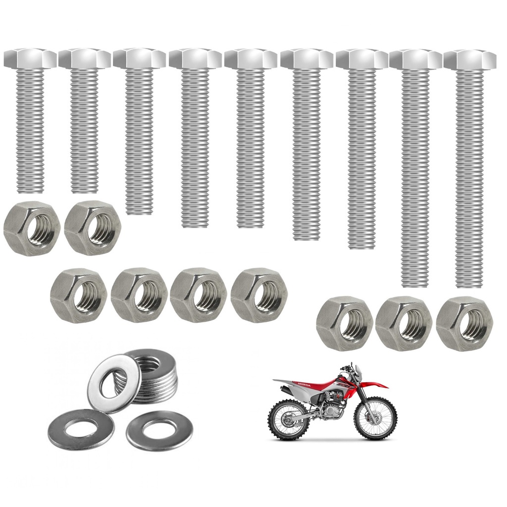 Kit parafusos inox suporte motor CRF230 CRF230F 2007 a 2020 Honda Fixação motor Chassi