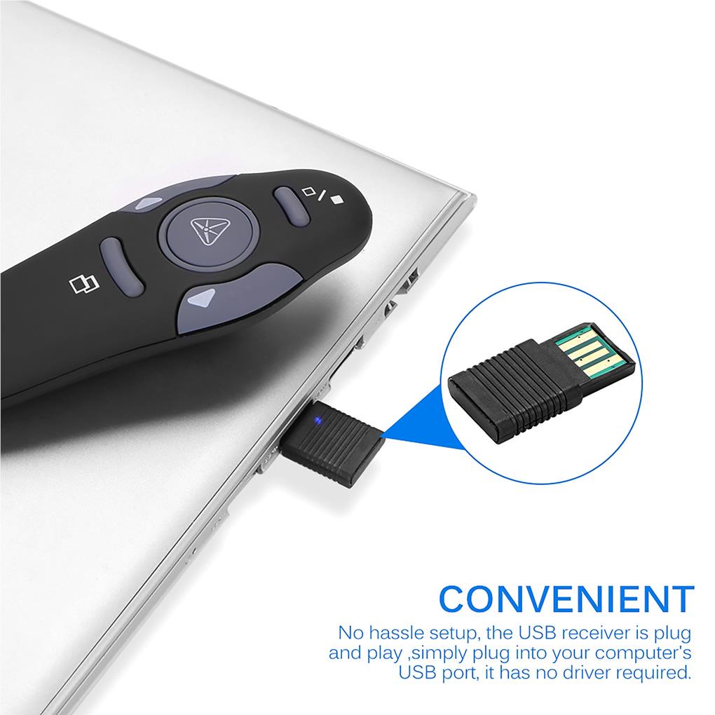 Novo Apresentador Sem Fio USB 2.4GHz com Ponteiro Laser Vermelho para Apresentações PPT