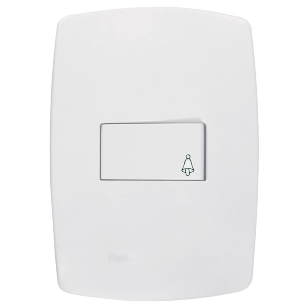 Interruptor 1 Tecla Campainha Linha Pérola Branca Radial