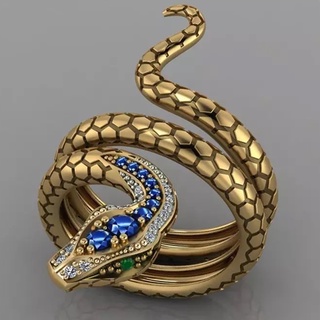 Anel Cobra Brilho Azul Dourado I4251