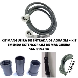 MANGUEIRA DE ENTRADA DE TRES METROS + KIT EMENDA EXTENSOR + SANFONADA DE 2m.