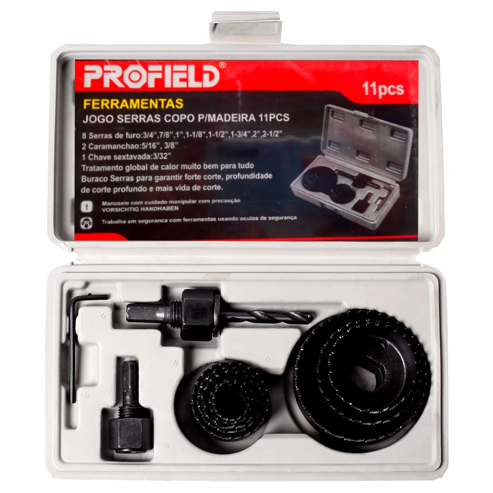 Kit Serra copo 11 peças para madeira e gesso com estojo Profield