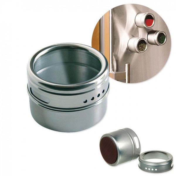 KIT 4 Porta Condimento E Tempero Em Inox Com Imã Magnético Geladeira SEM BASE
