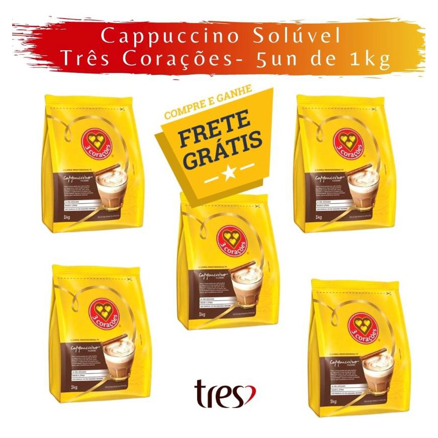 Cappuccino Em Pó Solúvel Classic Três Corações Vending - 5kg