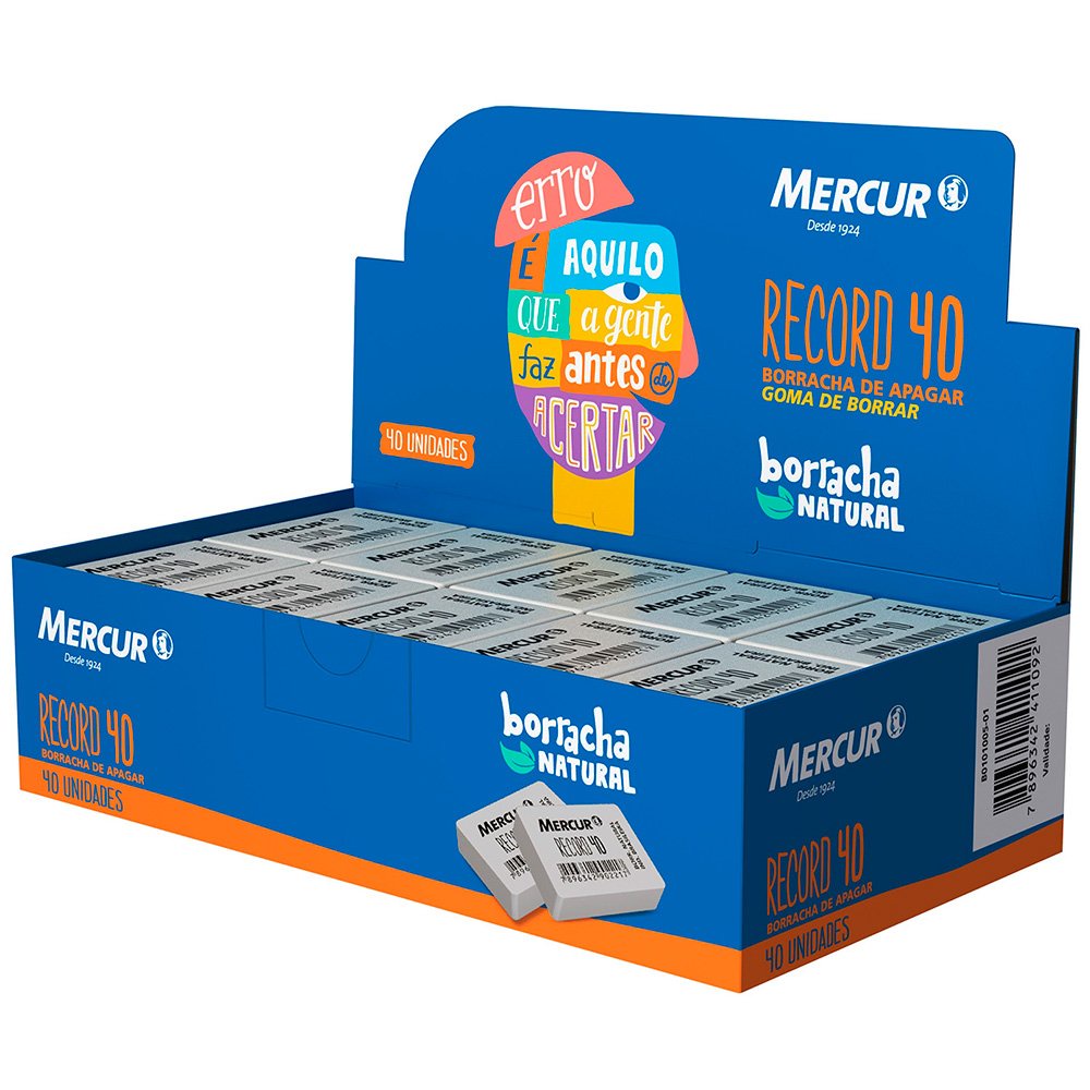 Borracha Mercur Record N.40 Branca CX C/ 40