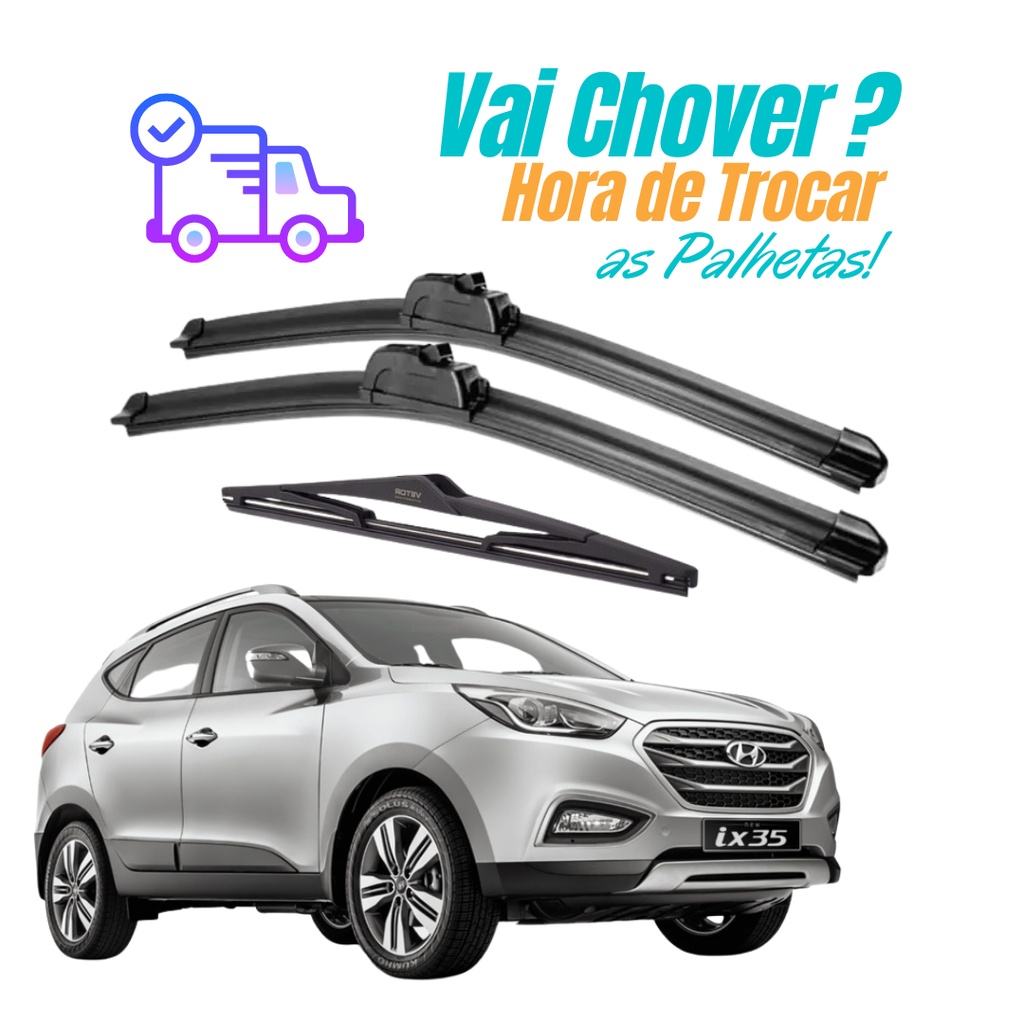 Kit de 3 Palhetas para Limpador de Parabrisa Dianteiro + traseiro para Hyundai Ix35 2010 a 2018 em Oferta na Shopee