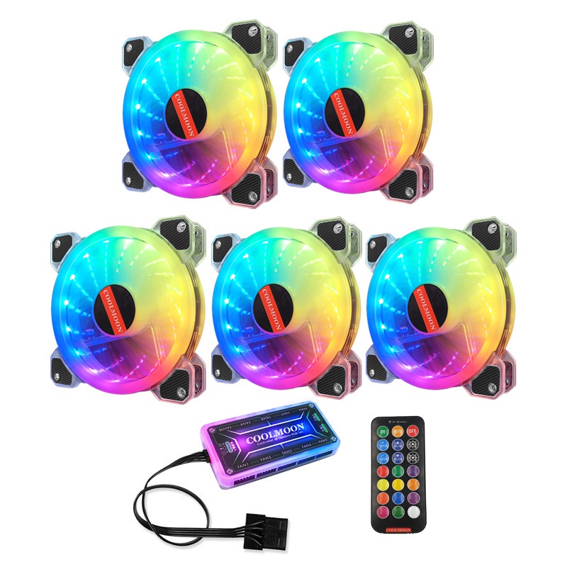 Coolmoon Ventilador RGB 12cm Silencioso Com Controle Remoto IR/De ...