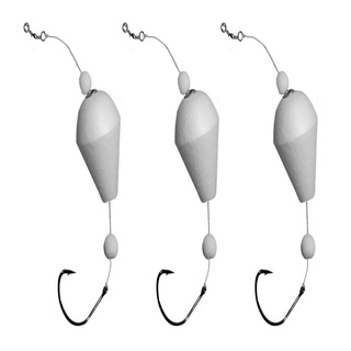 Kit 3 Boia Pao P/ Pesca Isopor Média Com Chicote e Anzol
