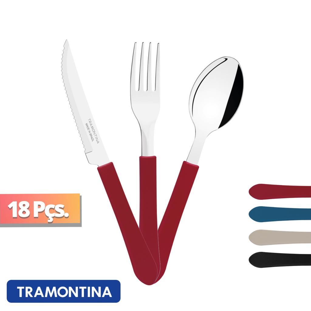 Talher Cozinha Colher Faca Garfo Aco Inox Tramontina 18 Pcs | Shopee Brasil