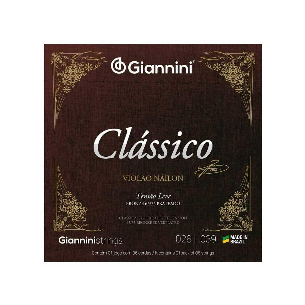 Encordoamento Giannini Clássico para Violão Nylon Tensão Leve GENWPL