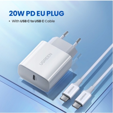 Carregador UGREEN Tipo C Carga Rápida QC4.0 PD20W Compatível Com iPhone 14 Pro Max Xiaomi Huawei