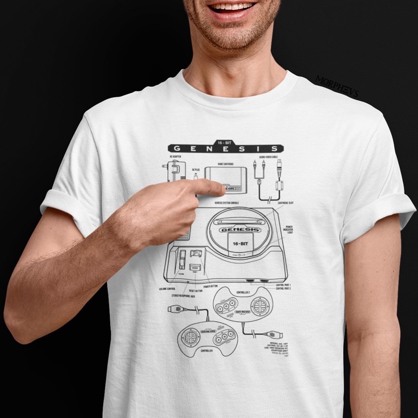 Camiseta Sega Genesis 16-Bit Vídeo Game Games Clássico Console