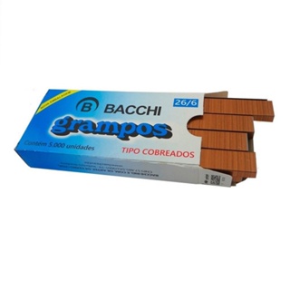 Grampo 26/6 Cobreado com 5000 Unidades BACCHI em Oferta na Shopee