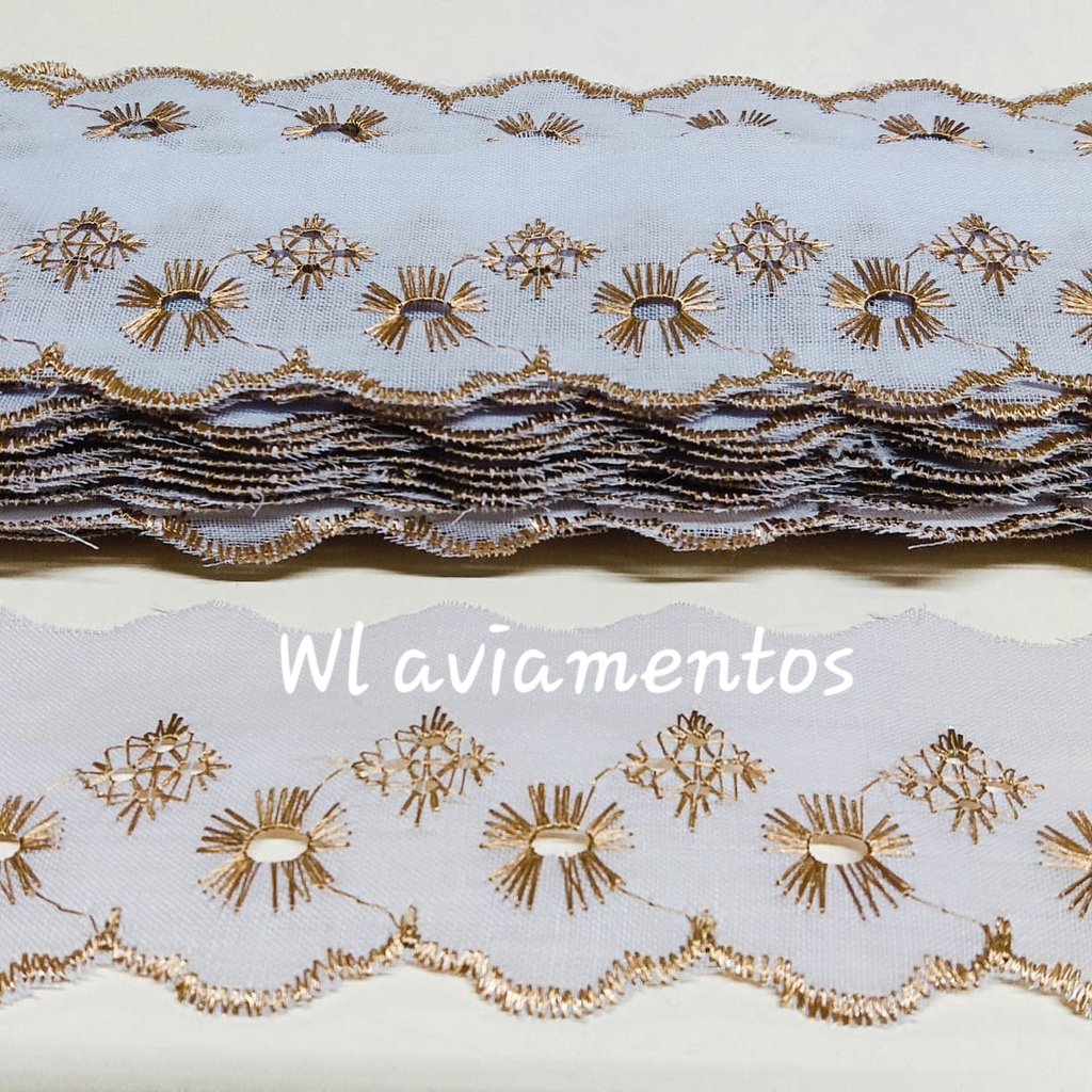 Bordado Inglês Lase Renda - Peça de 13,70 Metros 5cm de Largura - Laise - Lese - Acabamento