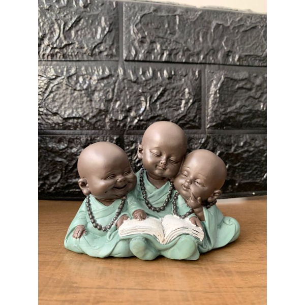 trio de buda decorativo preto e azul moreno para jardim zen
