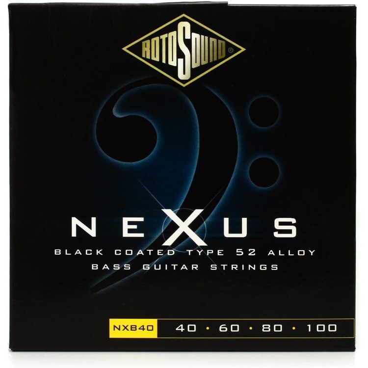 Encordoamento Baixo 4 Cordas ROTOSOUND NXB-40 Nexus Revestimento Black Polymer 40-100 - Escala Longa