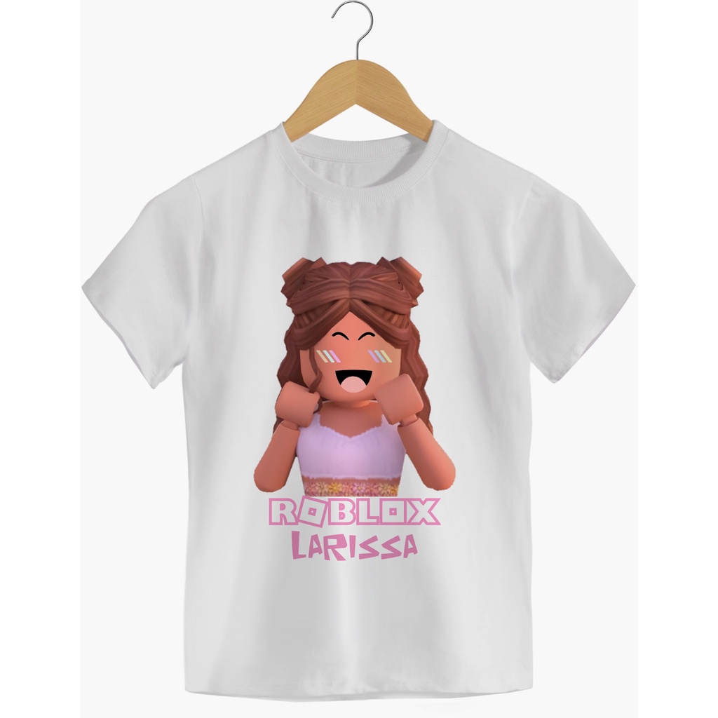 Camiseta menina feliz Roblox com nome desejado - Escorrega o Preço