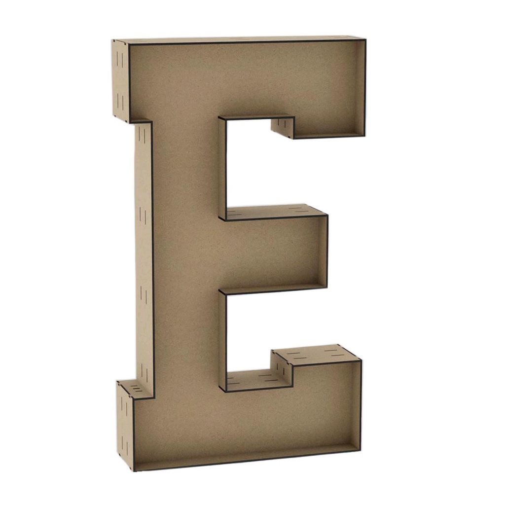 Letra Caixa E 30cm MDF Decoração Festa Nome Palavra Número