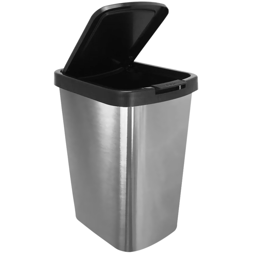 Lixeira Quadrada De Plástico Cesto Com Tampa Click 9 Litros em Oferta na Shopee