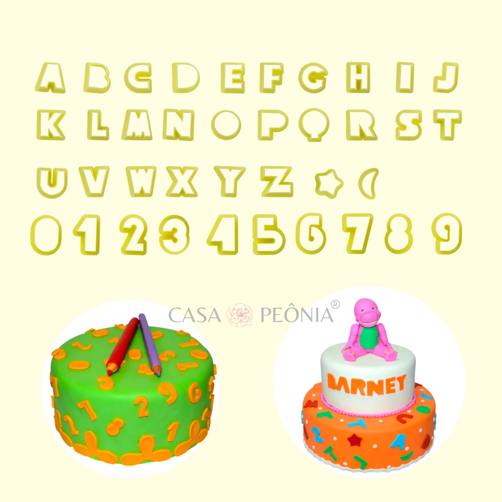 Kit Cortador Letras e Números Alfabeto ABC 123 Pasta Americana Biscoito Biscuit 2cm - Blue Star