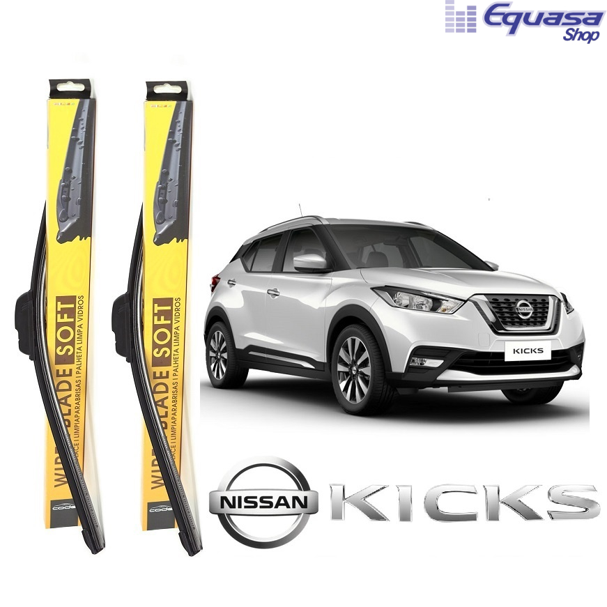Kit Par 2 Palhetas para Limpador de Parabrisa Dianteiro para Nissan Kicks 2016 2017 2018