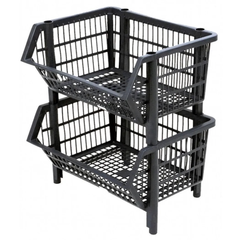 1 Und. Cesto Expositor Reforçado Gondola Organizador Empilhável Multi Uso Resistente 44 X 34 X 26 cm - Home & Living