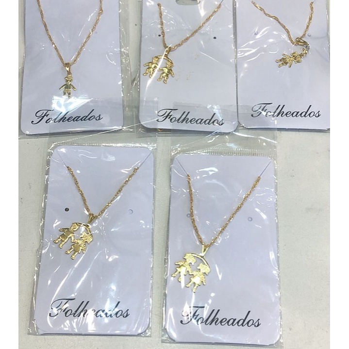 colar folheado/corrente com pingente  Menina menino/ feminino gargantilha em Oferta na Shopee