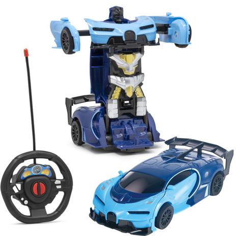 Carrinho De Controle Remoto Robo Changebot Azul Polibrinq