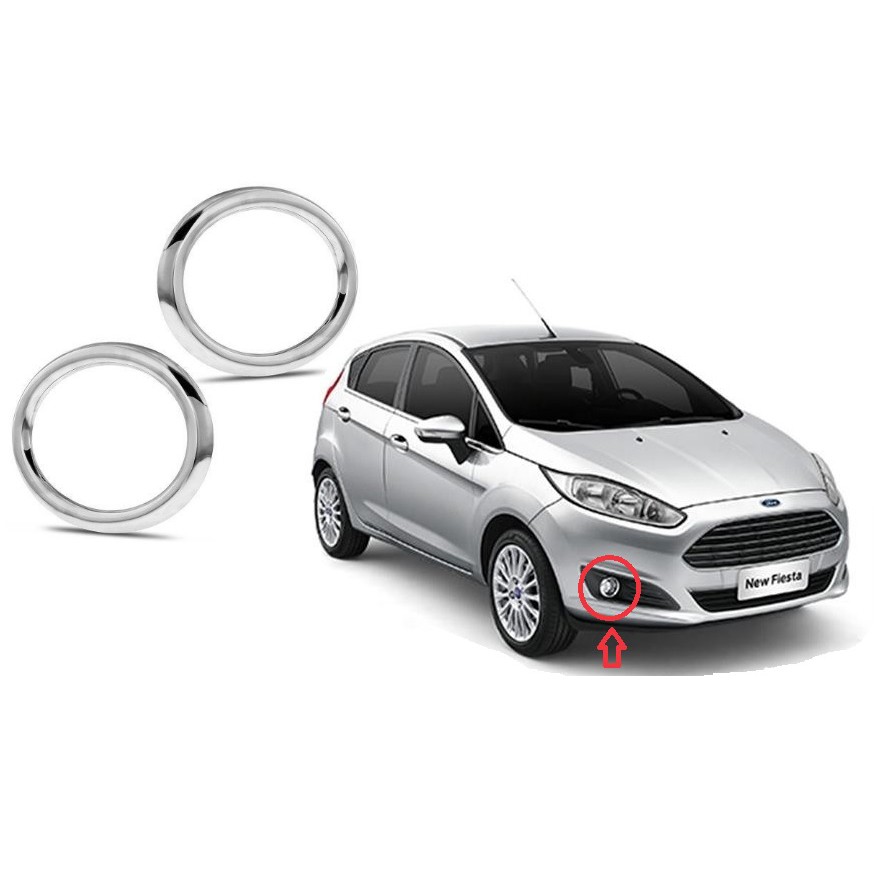 Aro cromado moldura farol de milha Ford New Fiesta 2013 2014 2015 2016 2017 - PAR esquerdo e direito
