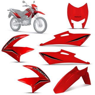 Kit Carenagem Plásticos Nxr 150 Bros 2013 Vermelha Completa Adesivado