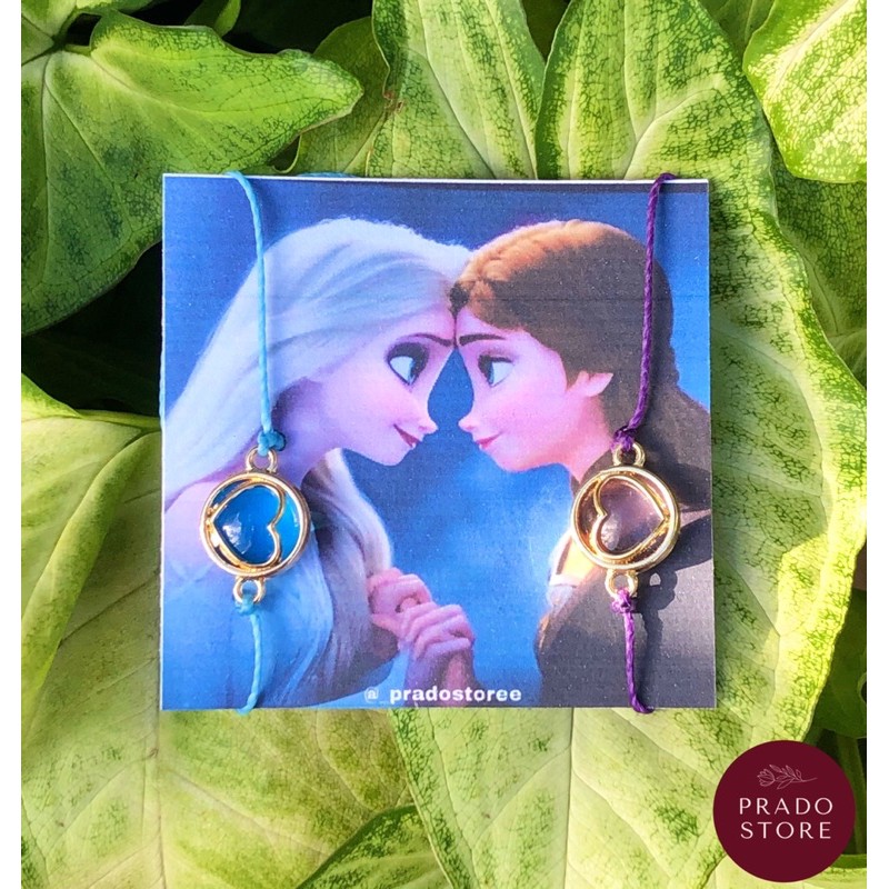 Pulseira Amizade imã floco de neve coração- Frozen Elsa e Anna