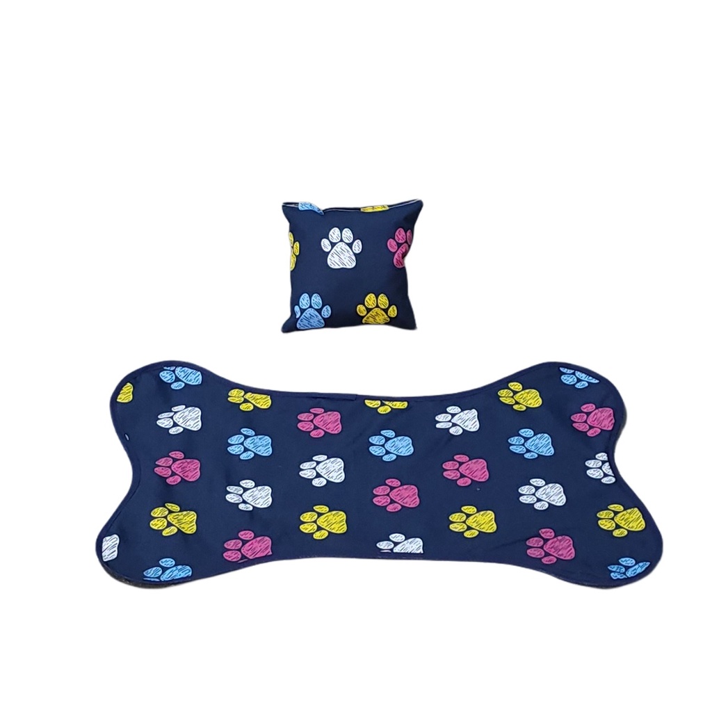 tapete pet tapetinho para comedouro + almofadinha pet pequeno tapetinho de cachorro tapete ossinho