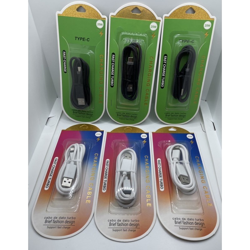 cabos turbo 1 metro para iPhone, Type-C e V8 ( embalagem verde )