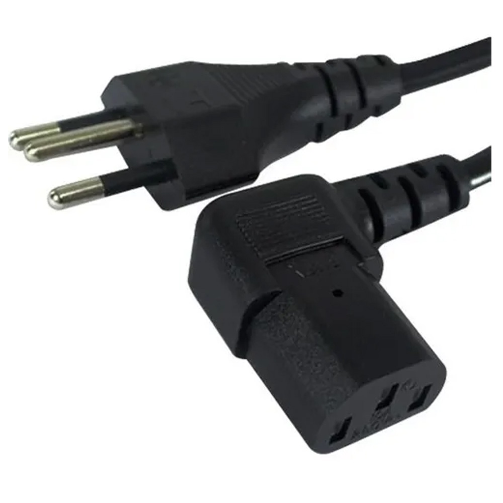 Cabo De Força Em L Tv LG Samsung Computador CPU Atx Monitor Panela Elétrica Padrão Brasileiro Curvado Energia Bivolt 90 Graus Alimentação