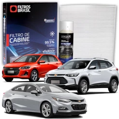 Filtro de Cabine para Ar Condicionado Cruze Onix Tracker + Higienizador Limpa Ar Tipo Granada