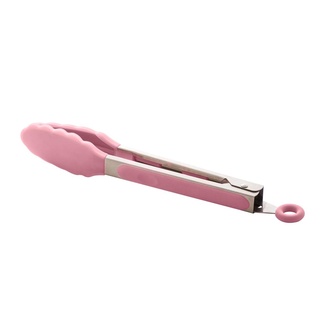 Pinça De Silicone C/Cabo De Aço Inox Charmy Rosa 27Cm