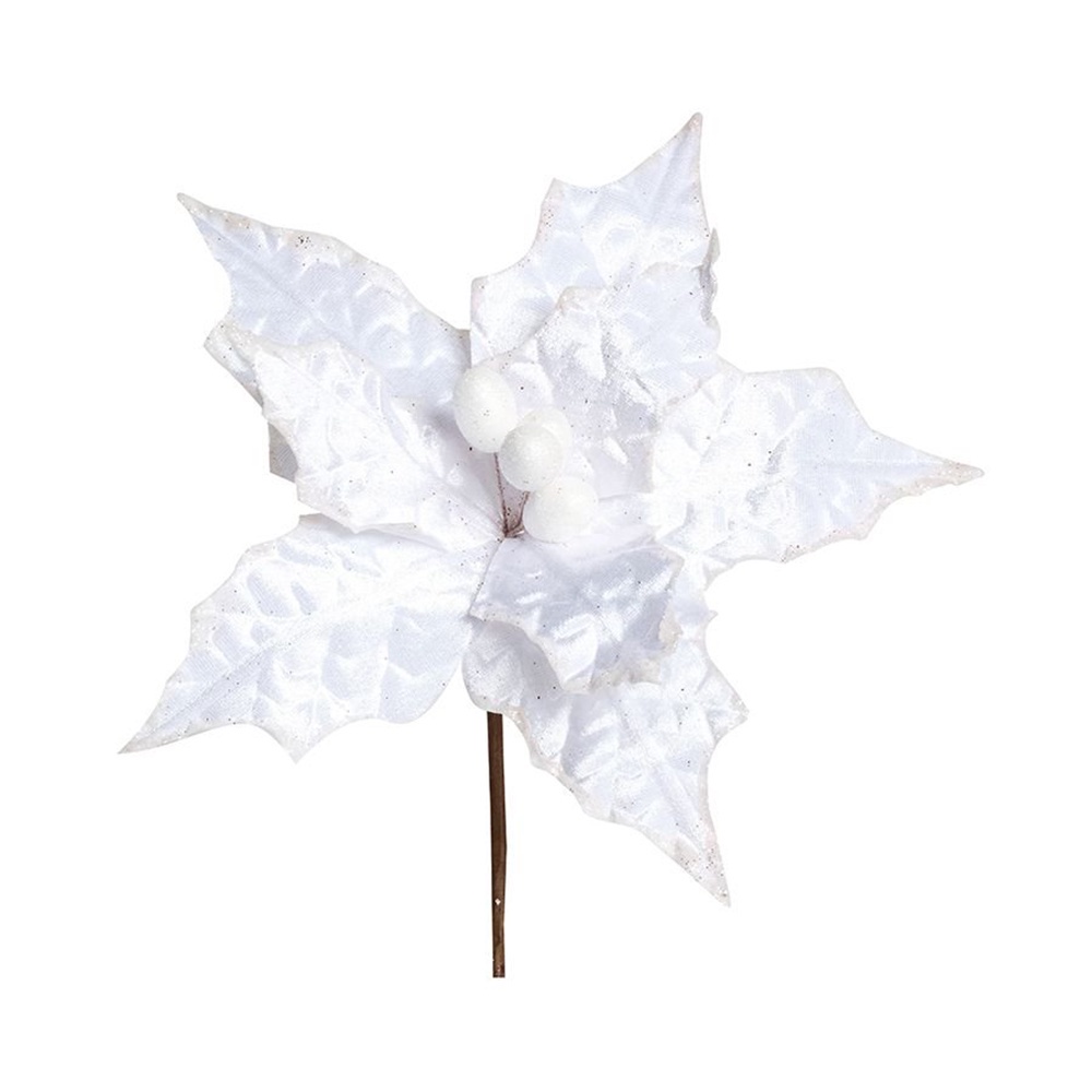 Flor Cabo Curto Poinsettia Branco 25cm - 01 unidade - Rizzo | Shopee Brasil
