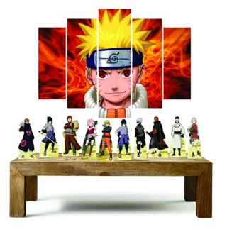 Naruto kit com 1 quadro mosaico + 10 totens de mesa em mdf decoração para festa em Oferta na Shopee