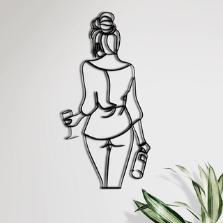 Aplique de Parede vazado Mdf Quadro Decorativo Curvas femininas com vinho