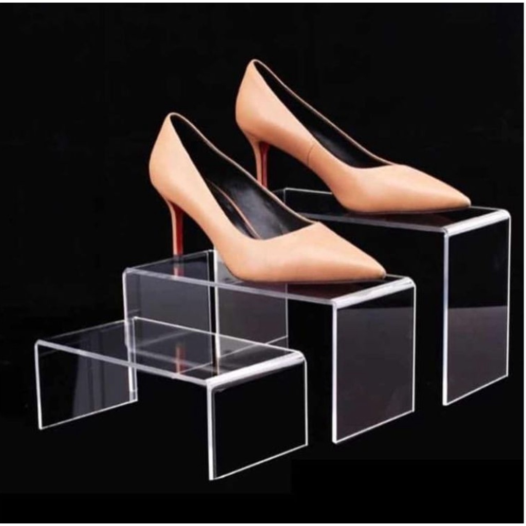 3 Suporte de Sapatos para Vitrine em Acrílico P / M / G