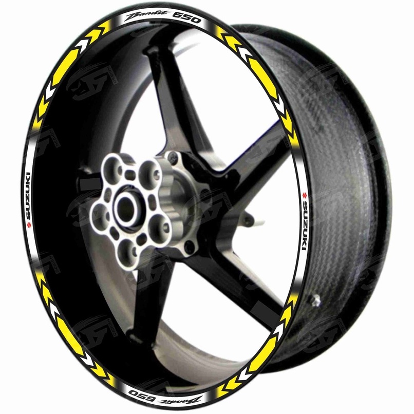 Adesivo Friso Refletivo Roda Moto Suzuki Bandit 650 M01 amarelo