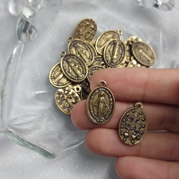 10 Pingente / Medalha Nossa Senhora das Graças Ouro Velho - Medalha Católica - Peças para Terço em Oferta na Shopee