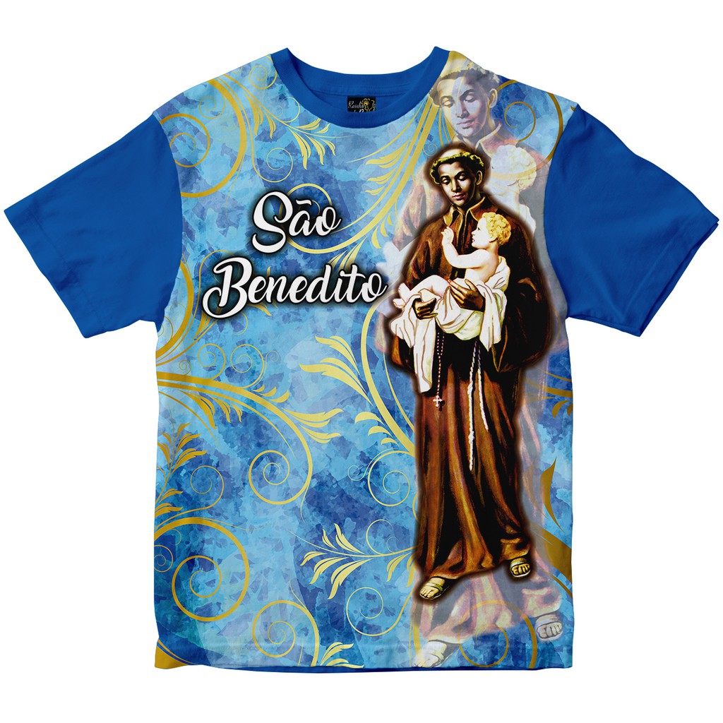 Camiseta São Benedito Rainha do Brasil Azul Royal