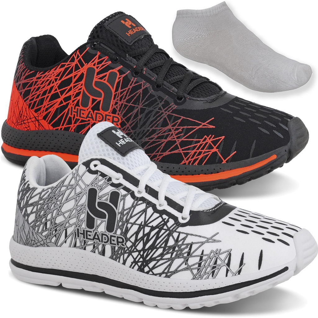 Kit 2 Tênis Masculino Header Spider Caminhada Academia Promoção + Meia