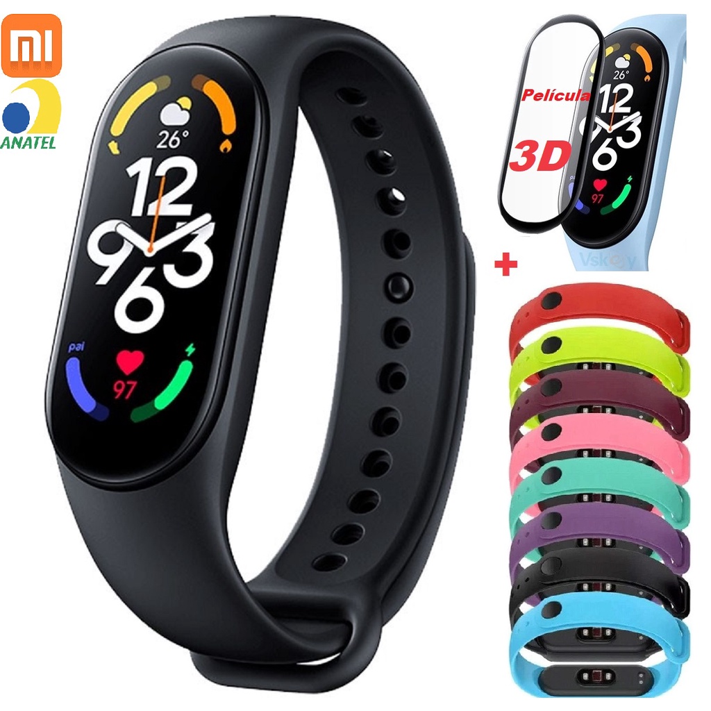 Xiaomi Mi Band 7 Original +1 Pulseira + Película 3D -Relógio Smartwatch-Smart-Band Pronta Entrega