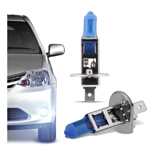 Par Lampada Super Branca H1 - 8500K  Techone farol de milha luz alta