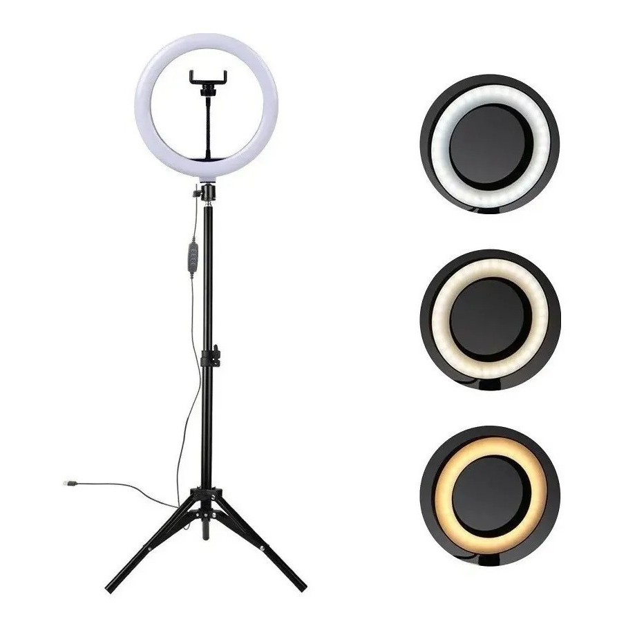 Ring Light Iluminador Led 26cm C Tripé Suporte Celular Usb Escorrega o Preço